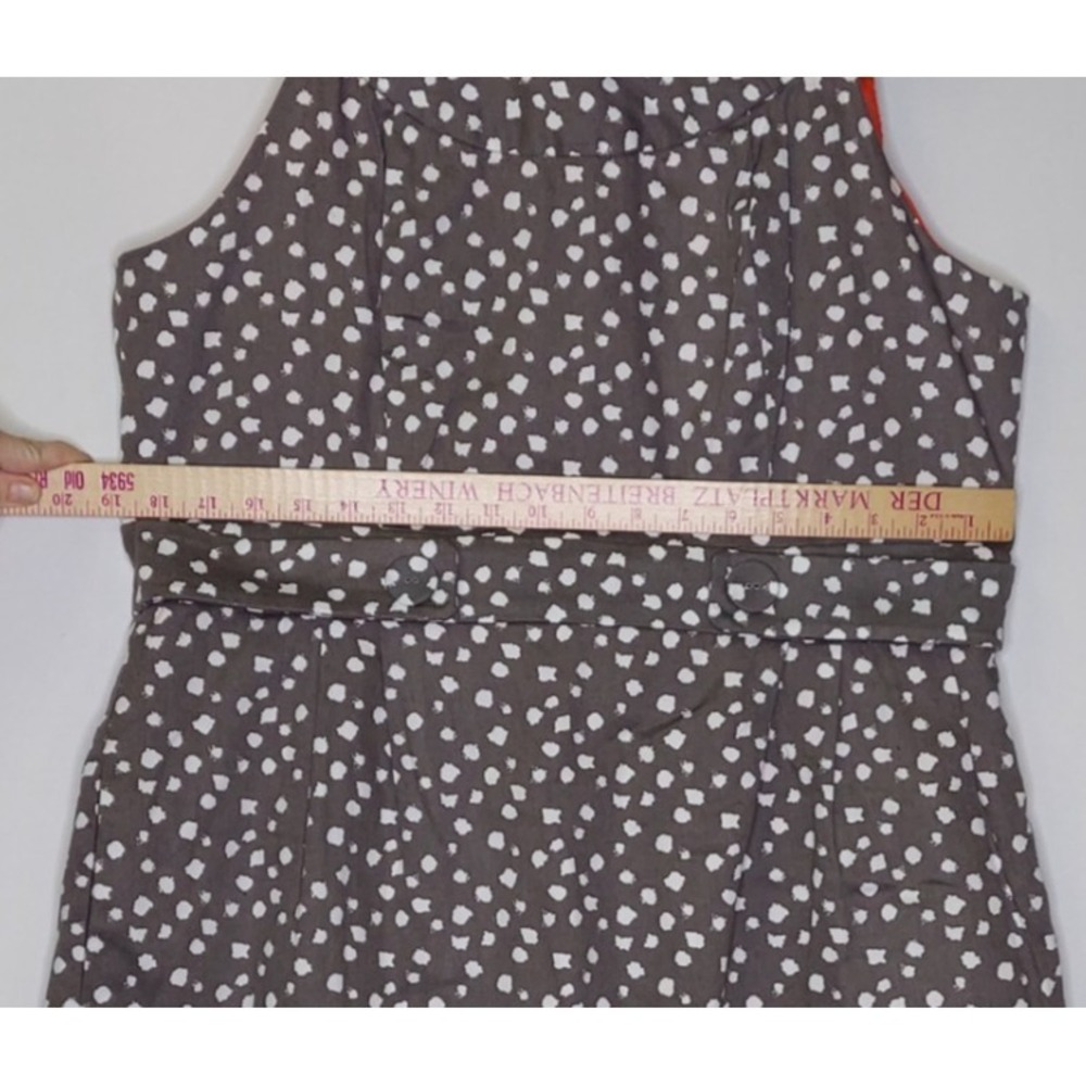 Robbie Bee Sleeveless Dress 18 Gray Polka Dot A-Line Pocket Zip Pinup Old Money - Picture 7 of 11